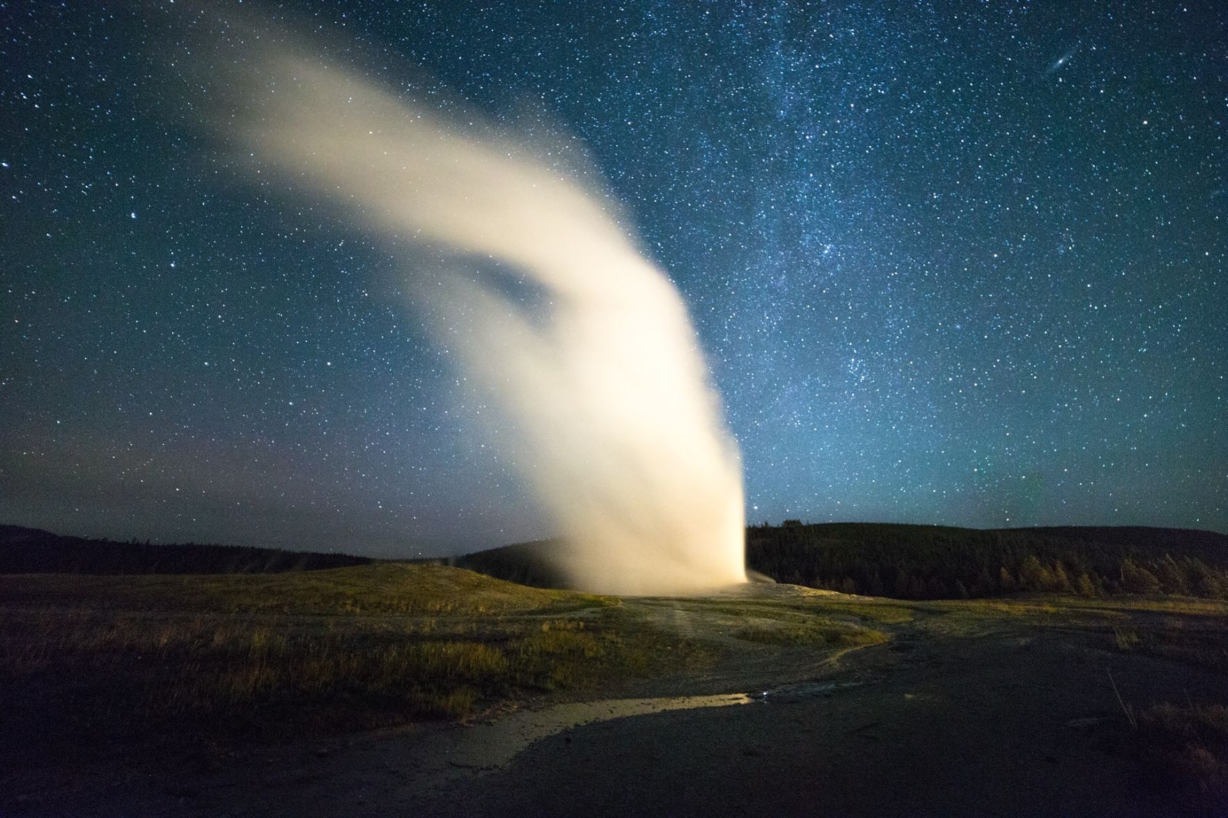 Old Faithful at night